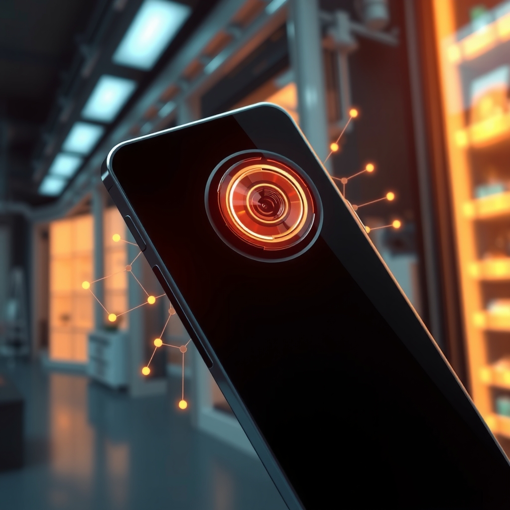 Futuristic smartphone with AI‑enhanced camera module
